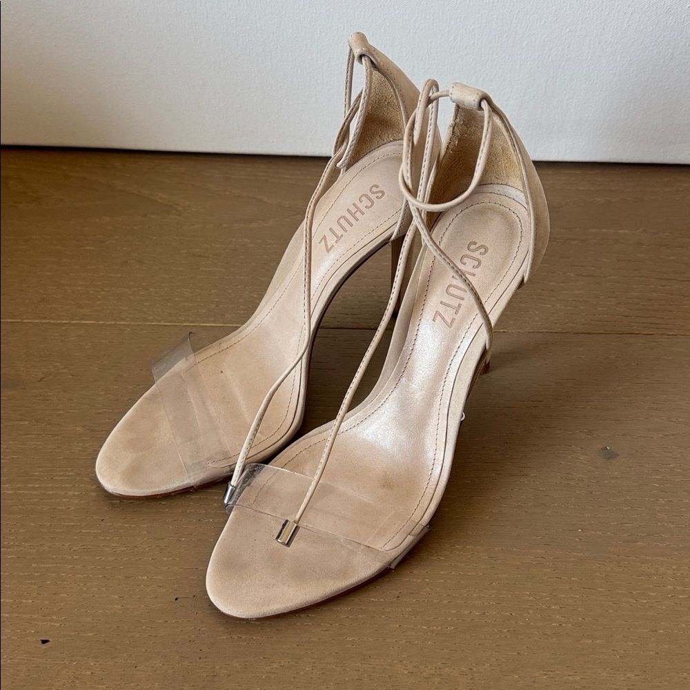 SCHUTZ Nude Ankle Strap Heels